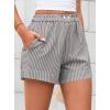 imagePRETTYGARDEN Womens Striped Boxer Shorts Summer 2025 Trendy Casual Elastic Waist Lounge Sleep Pajama Bottoms Beach ShortsStriped Black White
