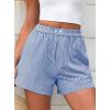 imagePRETTYGARDEN Womens Striped Boxer Shorts Summer 2025 Trendy Casual Elastic Waist Lounge Sleep Pajama Bottoms Beach ShortsStriped Blue White