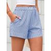 imagePRETTYGARDEN Womens Striped Boxer Shorts Summer 2025 Trendy Casual Elastic Waist Lounge Sleep Pajama Bottoms Beach ShortsStriped Blue White