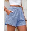imagePRETTYGARDEN Womens Striped Boxer Shorts Summer 2025 Trendy Casual Elastic Waist Lounge Sleep Pajama Bottoms Beach ShortsStriped Blue White
