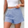 imagePRETTYGARDEN Womens Striped Boxer Shorts Summer 2025 Trendy Casual Elastic Waist Lounge Sleep Pajama Bottoms Beach ShortsStriped Blue White