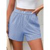 imagePRETTYGARDEN Womens Striped Boxer Shorts Summer 2025 Trendy Casual Elastic Waist Lounge Sleep Pajama Bottoms Beach ShortsStriped Blue White