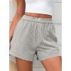 imagePRETTYGARDEN Womens Striped Boxer Shorts Summer 2025 Trendy Casual Elastic Waist Lounge Sleep Pajama Bottoms Beach ShortsStriped Grey Blue White