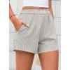 imagePRETTYGARDEN Womens Striped Boxer Shorts Summer 2025 Trendy Casual Elastic Waist Lounge Sleep Pajama Bottoms Beach ShortsStriped Grey Blue White