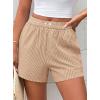 imagePRETTYGARDEN Womens Striped Boxer Shorts Summer 2025 Trendy Casual Elastic Waist Lounge Sleep Pajama Bottoms Beach ShortsStriped Khaki White