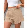 imagePRETTYGARDEN Womens Striped Boxer Shorts Summer 2025 Trendy Casual Elastic Waist Lounge Sleep Pajama Bottoms Beach ShortsStriped Khaki White