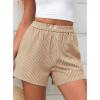 imagePRETTYGARDEN Womens Striped Boxer Shorts Summer 2025 Trendy Casual Elastic Waist Lounge Sleep Pajama Bottoms Beach ShortsStriped Khaki White