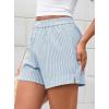 imagePRETTYGARDEN Womens Striped Boxer Shorts Summer 2025 Trendy Casual Elastic Waist Lounge Sleep Pajama Bottoms Beach ShortsStriped Light Blue White