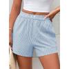 imagePRETTYGARDEN Womens Striped Boxer Shorts Summer 2025 Trendy Casual Elastic Waist Lounge Sleep Pajama Bottoms Beach ShortsStriped Light Blue White