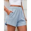 imagePRETTYGARDEN Womens Striped Boxer Shorts Summer 2025 Trendy Casual Elastic Waist Lounge Sleep Pajama Bottoms Beach ShortsStriped Light Blue White