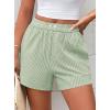 imagePRETTYGARDEN Womens Striped Boxer Shorts Summer 2025 Trendy Casual Elastic Waist Lounge Sleep Pajama Bottoms Beach ShortsStriped Light Green White