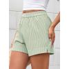 imagePRETTYGARDEN Womens Striped Boxer Shorts Summer 2025 Trendy Casual Elastic Waist Lounge Sleep Pajama Bottoms Beach ShortsStriped Light Green White