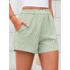 imagePRETTYGARDEN Womens Striped Boxer Shorts Summer 2025 Trendy Casual Elastic Waist Lounge Sleep Pajama Bottoms Beach ShortsStriped Light Green White