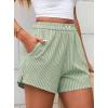imagePRETTYGARDEN Womens Striped Boxer Shorts Summer 2025 Trendy Casual Elastic Waist Lounge Sleep Pajama Bottoms Beach ShortsStriped Light Green White