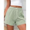 imagePRETTYGARDEN Womens Striped Boxer Shorts Summer 2025 Trendy Casual Elastic Waist Lounge Sleep Pajama Bottoms Beach ShortsStriped Light Green White