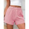 imagePRETTYGARDEN Womens Striped Boxer Shorts Summer 2025 Trendy Casual Elastic Waist Lounge Sleep Pajama Bottoms Beach ShortsStriped Pink White