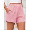 imagePRETTYGARDEN Womens Striped Boxer Shorts Summer 2025 Trendy Casual Elastic Waist Lounge Sleep Pajama Bottoms Beach ShortsStriped Pink White