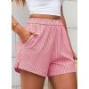 imagePRETTYGARDEN Womens Striped Boxer Shorts Summer 2025 Trendy Casual Elastic Waist Lounge Sleep Pajama Bottoms Beach ShortsStriped Pink White