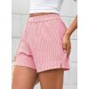 imagePRETTYGARDEN Womens Striped Boxer Shorts Summer 2025 Trendy Casual Elastic Waist Lounge Sleep Pajama Bottoms Beach ShortsStriped Pink White