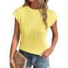 imagePRETTYGARDEN Blouses for Women Dressy Casual 2025 Spring Summer Business Office Tops Cap Sleeve Textured Cute Work ShirtTender Yellow