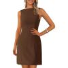 imagePRETTYGARDEN Womens Formal Short Dresses 2025 Summer Sleeveless Boat Neck A Line Elegant Mini Cocktail Party DressBrown