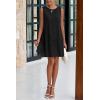 imagePRETTYGARDEN Casual Short Summer Dresses for Women 2025 Sleeveless Crewneck Cute Ruffle Loose Vacation Mini Tshirt DressBlack