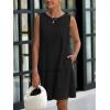imagePRETTYGARDEN Casual Short Summer Dresses for Women 2025 Sleeveless Crewneck Cute Ruffle Loose Vacation Mini Tshirt DressBlack