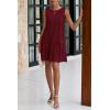 imagePRETTYGARDEN Casual Short Summer Dresses for Women 2025 Sleeveless Crewneck Cute Ruffle Loose Vacation Mini Tshirt DressWine Red