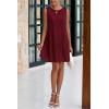 imagePRETTYGARDEN Casual Short Summer Dresses for Women 2025 Sleeveless Crewneck Cute Ruffle Loose Vacation Mini Tshirt DressWine Red