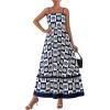 imagePRETTYGARDEN Summer Spaghetti Strap Dresses for Women Flowy Smocked Sundresses Casual Boho Sleeveless Beach Maxi Long DressNavy