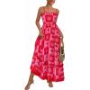 imagePRETTYGARDEN Summer Spaghetti Strap Dresses for Women Flowy Smocked Sundresses Casual Boho Sleeveless Beach Maxi Long DressRed