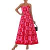imagePRETTYGARDEN Summer Spaghetti Strap Dresses for Women Flowy Smocked Sundresses Casual Boho Sleeveless Beach Maxi Long DressRed
