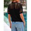 imagePRETTYGARDEN Womens 2025 Summer Crew Neck Short Sleeve Shirts Lace Going Out Sheer Mesh Crop Tops Dressy Casual BlousesBlack