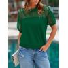 imagePRETTYGARDEN Womens 2025 Summer Crew Neck Short Sleeve Shirts Lace Going Out Sheer Mesh Crop Tops Dressy Casual BlousesDark Green