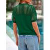 imagePRETTYGARDEN Womens 2025 Summer Crew Neck Short Sleeve Shirts Lace Going Out Sheer Mesh Crop Tops Dressy Casual BlousesDark Green