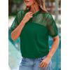 imagePRETTYGARDEN Womens 2025 Summer Crew Neck Short Sleeve Shirts Lace Going Out Sheer Mesh Crop Tops Dressy Casual BlousesDark Green