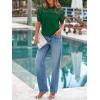 imagePRETTYGARDEN Womens 2025 Summer Crew Neck Short Sleeve Shirts Lace Going Out Sheer Mesh Crop Tops Dressy Casual BlousesDark Green