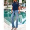 imagePRETTYGARDEN Womens 2025 Summer Crew Neck Short Sleeve Shirts Lace Going Out Sheer Mesh Crop Tops Dressy Casual BlousesDark Navy Blue
