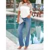 imagePRETTYGARDEN Womens 2025 Summer Crew Neck Short Sleeve Shirts Lace Going Out Sheer Mesh Crop Tops Dressy Casual BlousesWhite