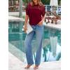 imagePRETTYGARDEN Womens 2025 Summer Crew Neck Short Sleeve Shirts Lace Going Out Sheer Mesh Crop Tops Dressy Casual BlousesWine Red