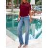 imagePRETTYGARDEN Womens 2025 Summer Crew Neck Short Sleeve Shirts Lace Going Out Sheer Mesh Crop Tops Dressy Casual BlousesWine Red