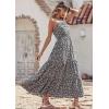 imagePRETTYGARDEN Womens Summer Floral Maxi Dress Knot One Shoulder Sleeveless Ruffle Flowy Boho Beach Wedding Guest DressesBlack Blue
