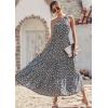 imagePRETTYGARDEN Womens Summer Floral Maxi Dress Knot One Shoulder Sleeveless Ruffle Flowy Boho Beach Wedding Guest DressesBlack Blue