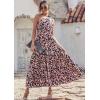 imagePRETTYGARDEN Womens Summer Floral Maxi Dress Knot One Shoulder Sleeveless Ruffle Flowy Boho Beach Wedding Guest DressesBlack Pink