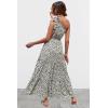 imagePRETTYGARDEN Womens Summer Floral Maxi Dress Knot One Shoulder Sleeveless Ruffle Flowy Boho Beach Wedding Guest DressesBlack White