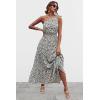 imagePRETTYGARDEN Womens Summer Floral Maxi Dress Knot One Shoulder Sleeveless Ruffle Flowy Boho Beach Wedding Guest DressesBlack White