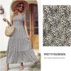 imagePRETTYGARDEN Womens Summer Floral Maxi Dress Knot One Shoulder Sleeveless Ruffle Flowy Boho Beach Wedding Guest DressesBlack White Floral