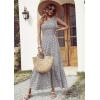 imagePRETTYGARDEN Womens Summer Floral Maxi Dress Knot One Shoulder Sleeveless Ruffle Flowy Boho Beach Wedding Guest DressesBlack White Floral