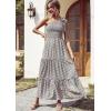 imagePRETTYGARDEN Womens Summer Floral Maxi Dress Knot One Shoulder Sleeveless Ruffle Flowy Boho Beach Wedding Guest DressesBlack White Floral