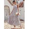 imagePRETTYGARDEN Womens Summer Floral Maxi Dress Knot One Shoulder Sleeveless Ruffle Flowy Boho Beach Wedding Guest DressesBlue White